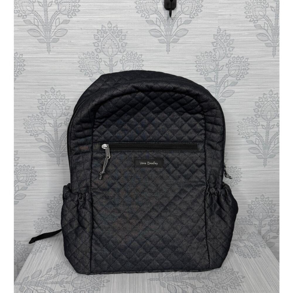 Vera Bradly Women Denim Quilted Backpack, Navy Blue